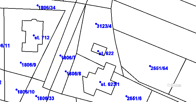 Parcela st. 622 v KÚ Brumovice, Katastrální mapa