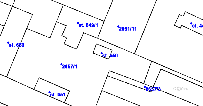 Parcela st. 650 v KÚ Brumovice, Katastrální mapa