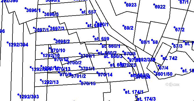 Parcela st. 660/2 v KÚ Brumovice, Katastrální mapa