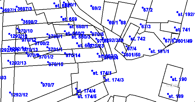 Parcela st. 662/1 v KÚ Brumovice, Katastrální mapa