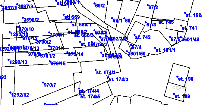Parcela st. 662/2 v KÚ Brumovice, Katastrální mapa