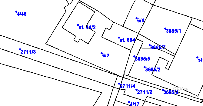 Parcela st. 6/2 v KÚ Brumovice, Katastrální mapa