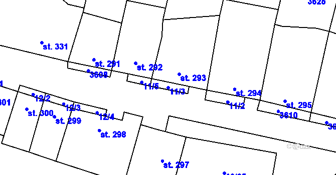Parcela st. 11/3 v KÚ Brumovice, Katastrální mapa