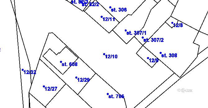 Parcela st. 12/10 v KÚ Brumovice, Katastrální mapa