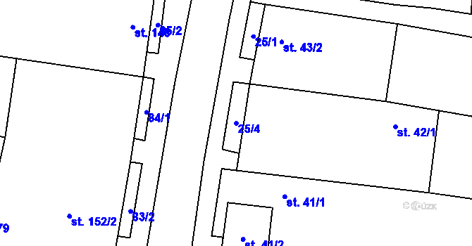 Parcela st. 25/4 v KÚ Brumovice, Katastrální mapa