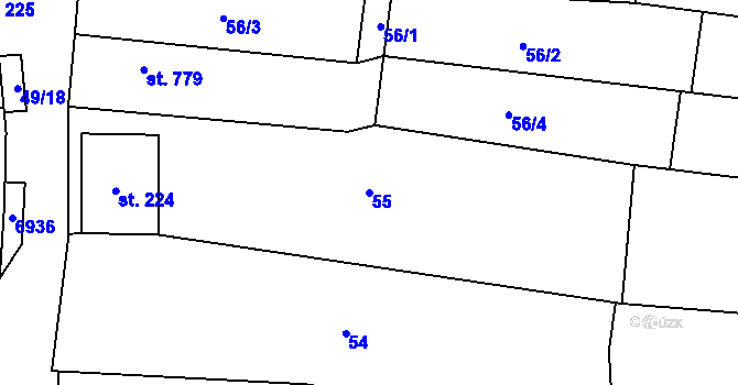 Parcela st. 55 v KÚ Brumovice, Katastrální mapa