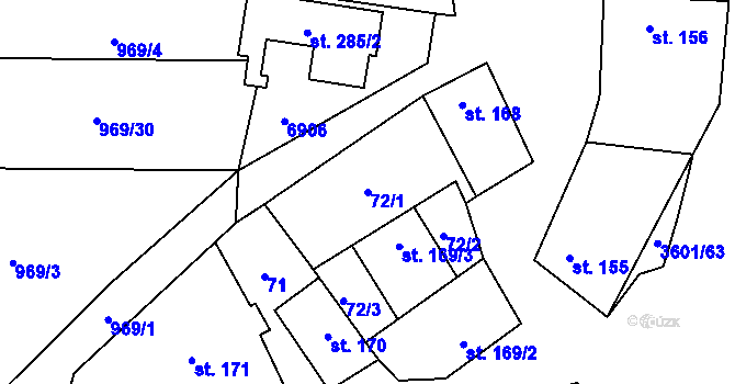 Parcela st. 72/1 v KÚ Brumovice, Katastrální mapa