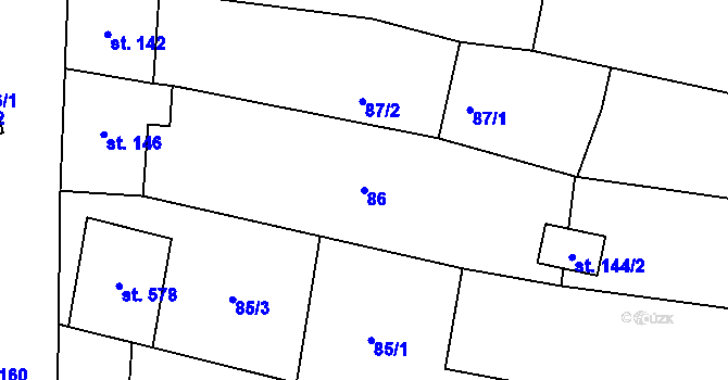 Parcela st. 86 v KÚ Brumovice, Katastrální mapa