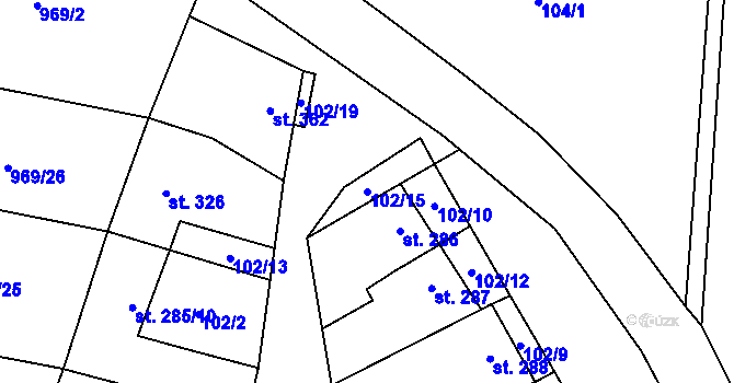 Parcela st. 102/15 v KÚ Brumovice, Katastrální mapa