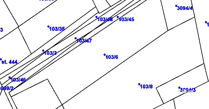 Parcela st. 103/6 v KÚ Brumovice, Katastrální mapa