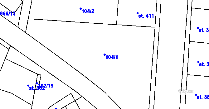 Parcela st. 104/1 v KÚ Brumovice, Katastrální mapa