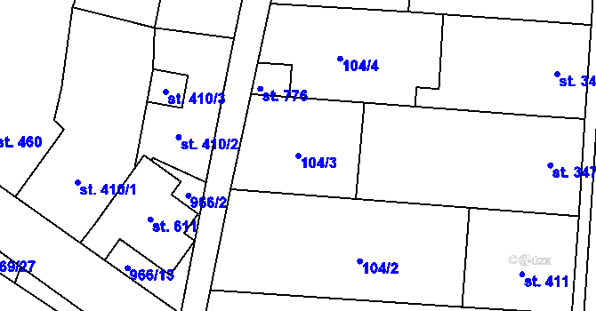 Parcela st. 104/3 v KÚ Brumovice, Katastrální mapa