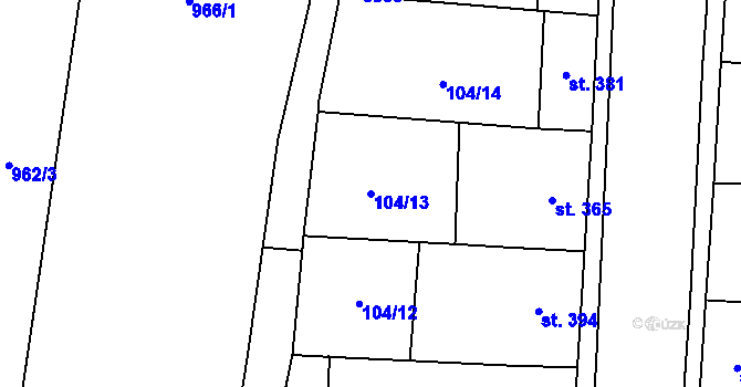 Parcela st. 104/13 v KÚ Brumovice, Katastrální mapa