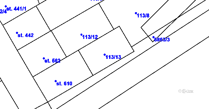 Parcela st. 113/13 v KÚ Brumovice, Katastrální mapa