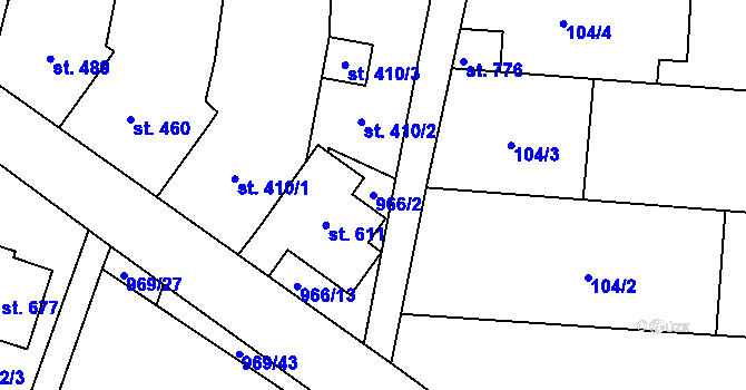 Parcela st. 966/2 v KÚ Brumovice, Katastrální mapa