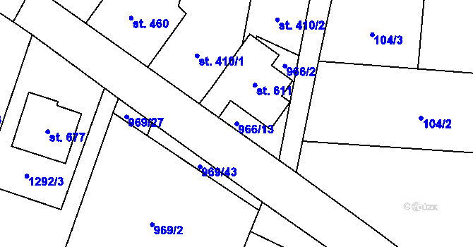 Parcela st. 966/13 v KÚ Brumovice, Katastrální mapa