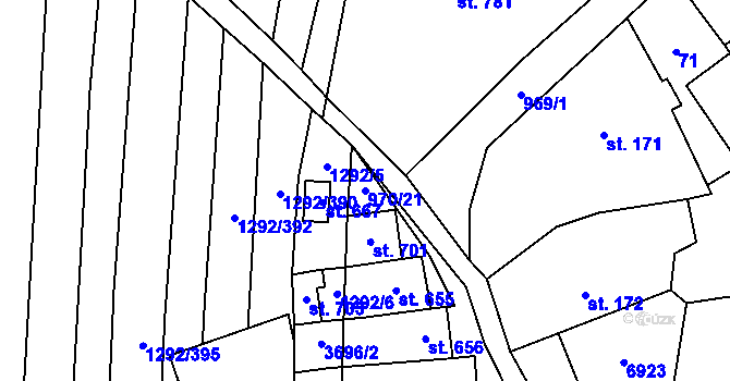 Parcela st. 970/21 v KÚ Brumovice, Katastrální mapa