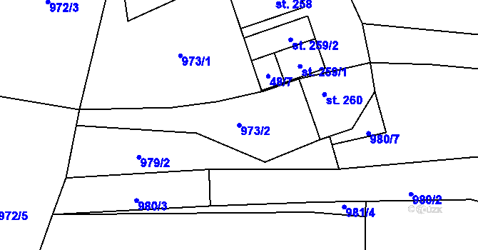 Parcela st. 973/2 v KÚ Brumovice, Katastrální mapa