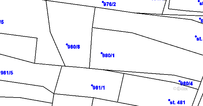 Parcela st. 980/1 v KÚ Brumovice, Katastrální mapa