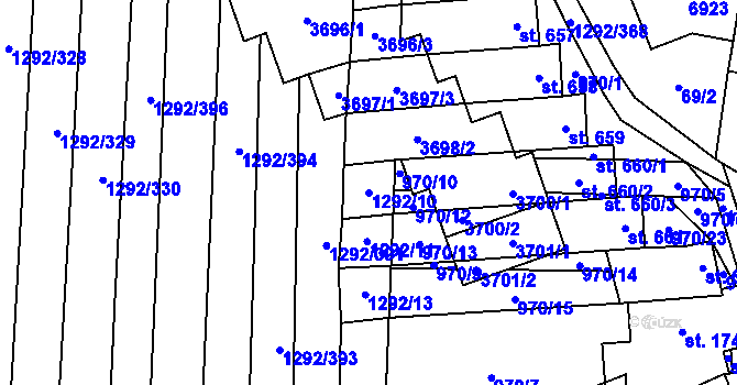 Parcela st. 1292/10 v KÚ Brumovice, Katastrální mapa