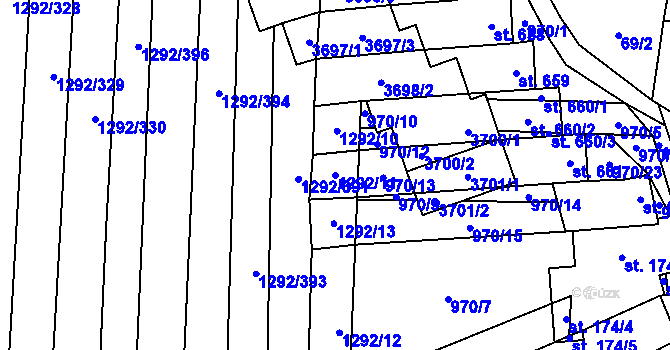 Parcela st. 1292/11 v KÚ Brumovice, Katastrální mapa