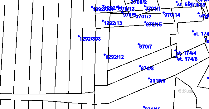 Parcela st. 1292/12 v KÚ Brumovice, Katastrální mapa