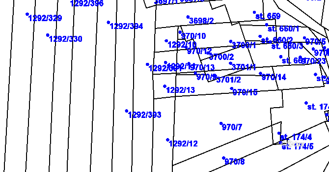 Parcela st. 1292/13 v KÚ Brumovice, Katastrální mapa