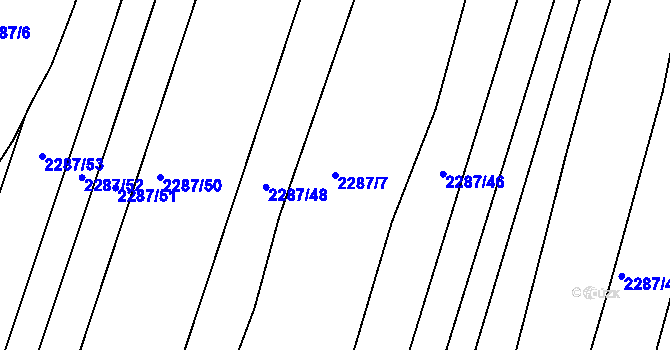 Parcela st. 2287/7 v KÚ Brumovice, Katastrální mapa