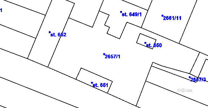 Parcela st. 2657/1 v KÚ Brumovice, Katastrální mapa