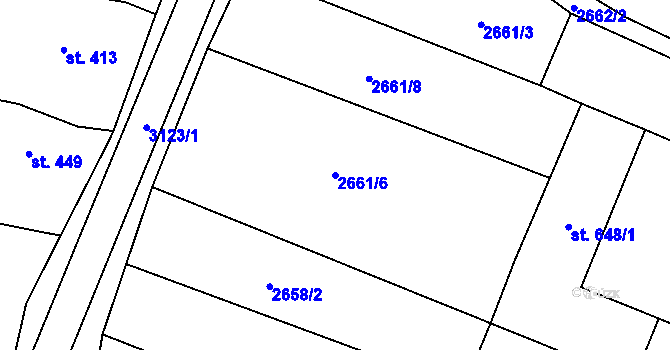 Parcela st. 2661/6 v KÚ Brumovice, Katastrální mapa