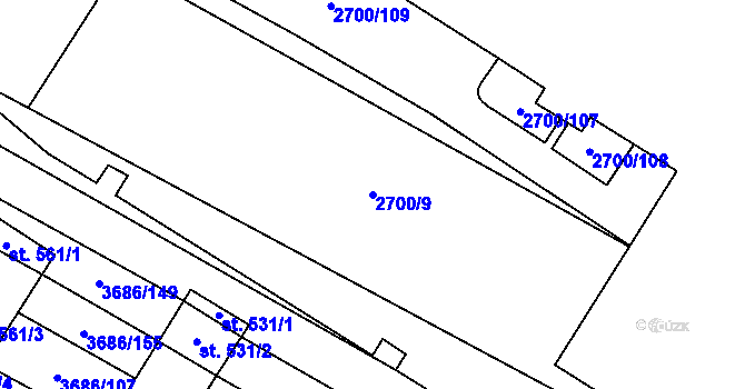 Parcela st. 2700/9 v KÚ Brumovice, Katastrální mapa