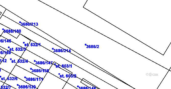 Parcela st. 3686/2 v KÚ Brumovice, Katastrální mapa
