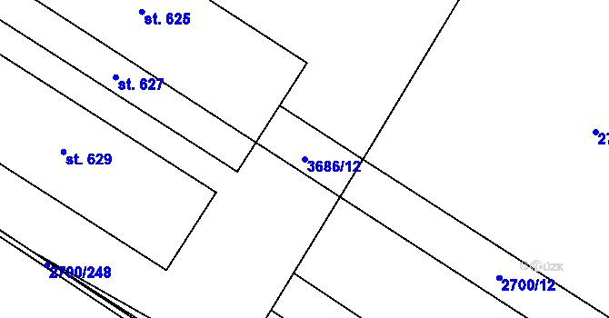 Parcela st. 3686/12 v KÚ Brumovice, Katastrální mapa