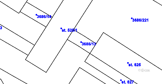 Parcela st. 3686/13 v KÚ Brumovice, Katastrální mapa