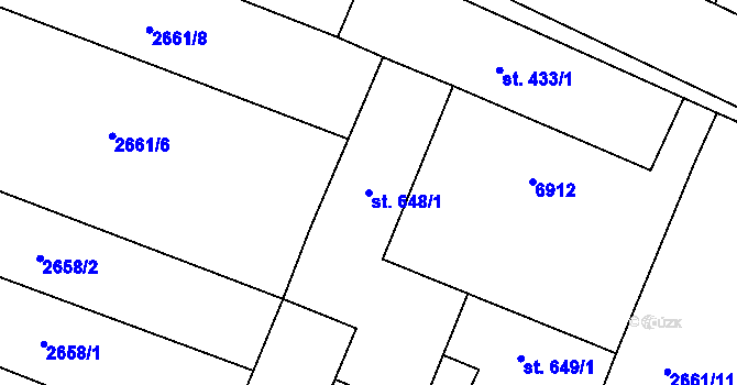 Parcela st. 648/1 v KÚ Brumovice, Katastrální mapa