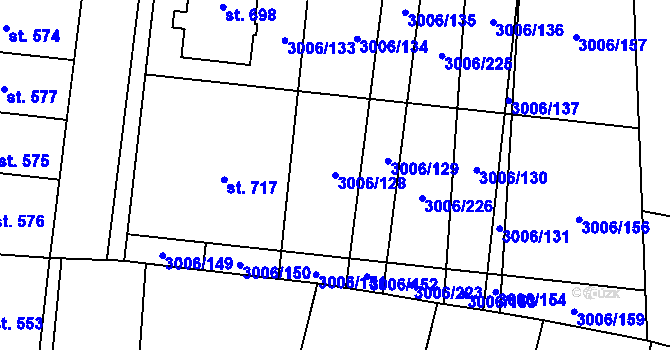 Parcela st. 3006/128 v KÚ Brumovice, Katastrální mapa