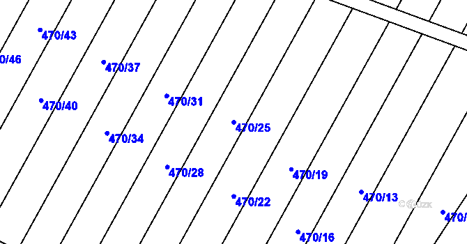 Parcela st. 470/25 v KÚ Brumovice, Katastrální mapa