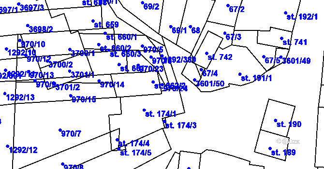 Parcela st. 970/24 v KÚ Brumovice, Katastrální mapa