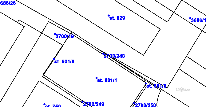 Parcela st. 2700/248 v KÚ Brumovice, Katastrální mapa