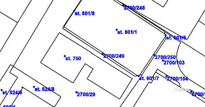 Parcela st. 2700/249 v KÚ Brumovice, Katastrální mapa