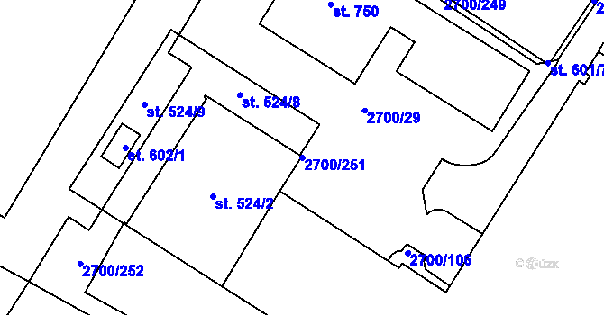 Parcela st. 2700/251 v KÚ Brumovice, Katastrální mapa