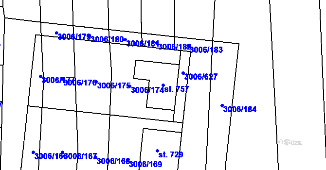 Parcela st. 757 v KÚ Brumovice, Katastrální mapa