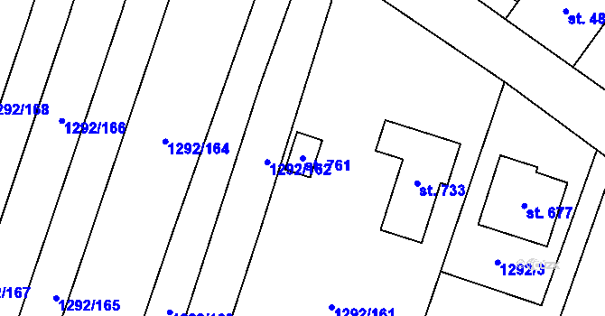 Parcela st. 761 v KÚ Brumovice, Katastrální mapa