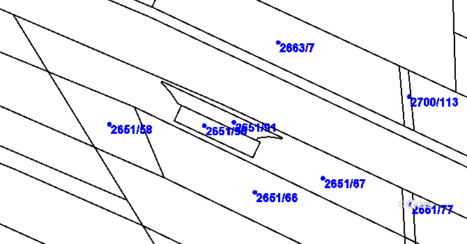 Parcela st. 2651/91 v KÚ Brumovice, Katastrální mapa