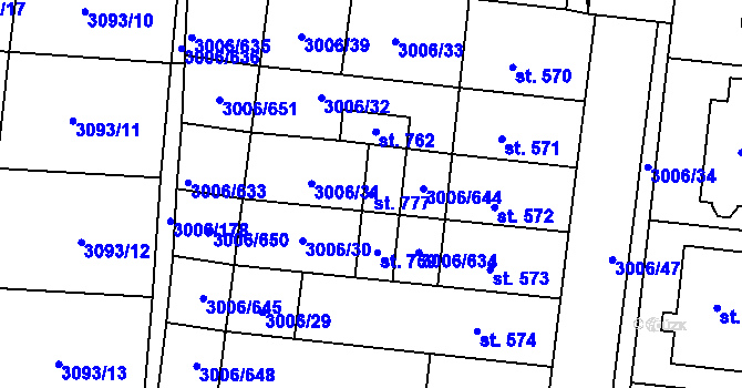 Parcela st. 777 v KÚ Brumovice, Katastrální mapa