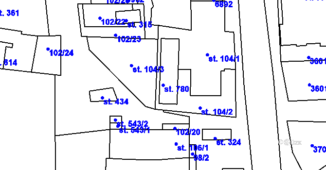 Parcela st. 780 v KÚ Brumovice, Katastrální mapa