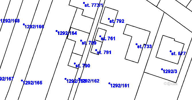 Parcela st. 791 v KÚ Brumovice, Katastrální mapa