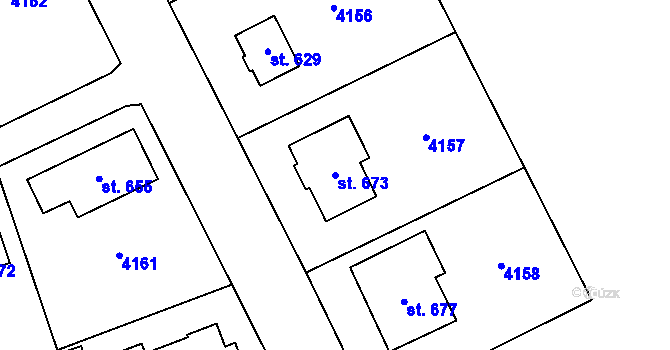 Parcela st. 673 v KÚ Brumovice u Opavy, Katastrální mapa