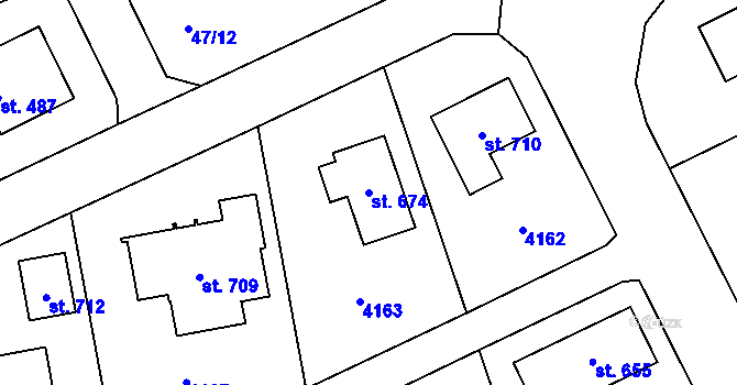 Parcela st. 674 v KÚ Brumovice u Opavy, Katastrální mapa