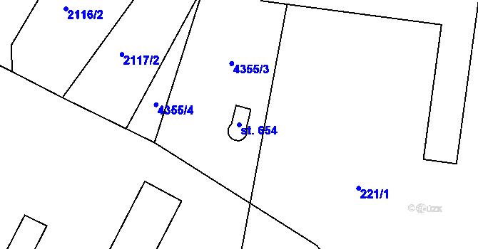 Parcela st. 654 v KÚ Brumovice u Opavy, Katastrální mapa
